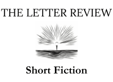 On a white background, text reads: The Letter Review, Short Fiction. In the middle of the tile is a black and white illustration of a figure standing under a radiant sun.
