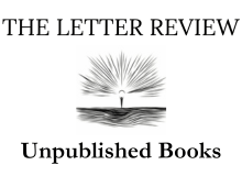 On a white background, text reads: The Letter Review, Unpublished Books. In the middle of the tile is a black and white illustration of a figure standing under the radiant sun.