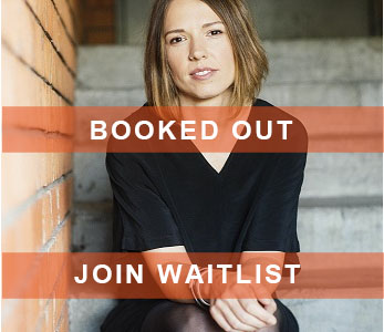 emily bitto with booked out banner