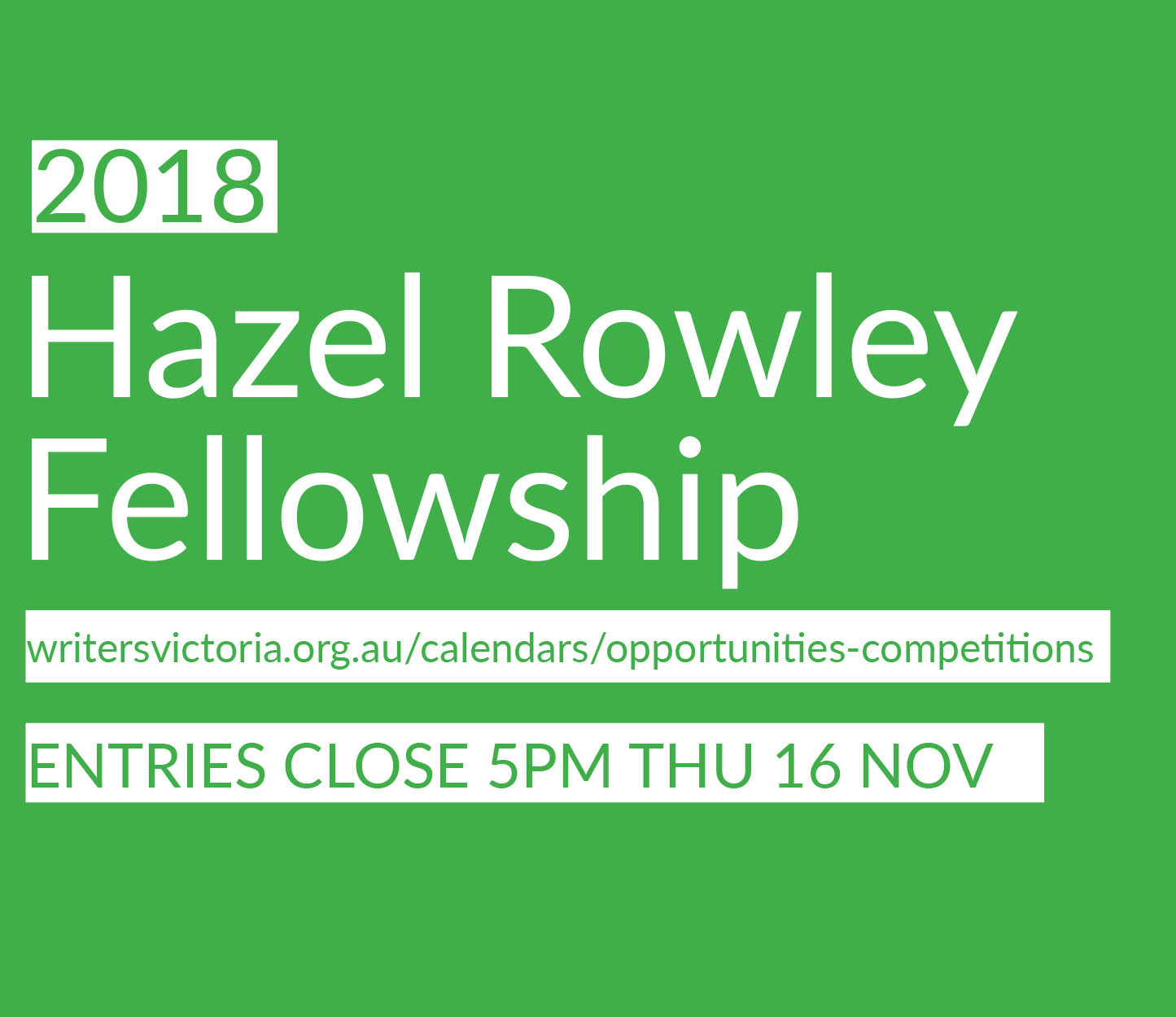 2018 Hazel Rowley Fellowship opens